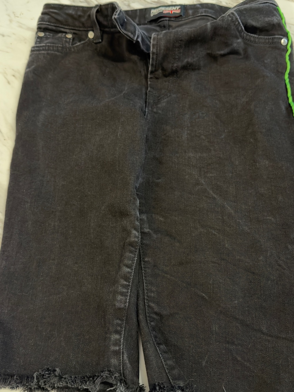 Represent Italian Made Black Denim Skirt with Front Zip